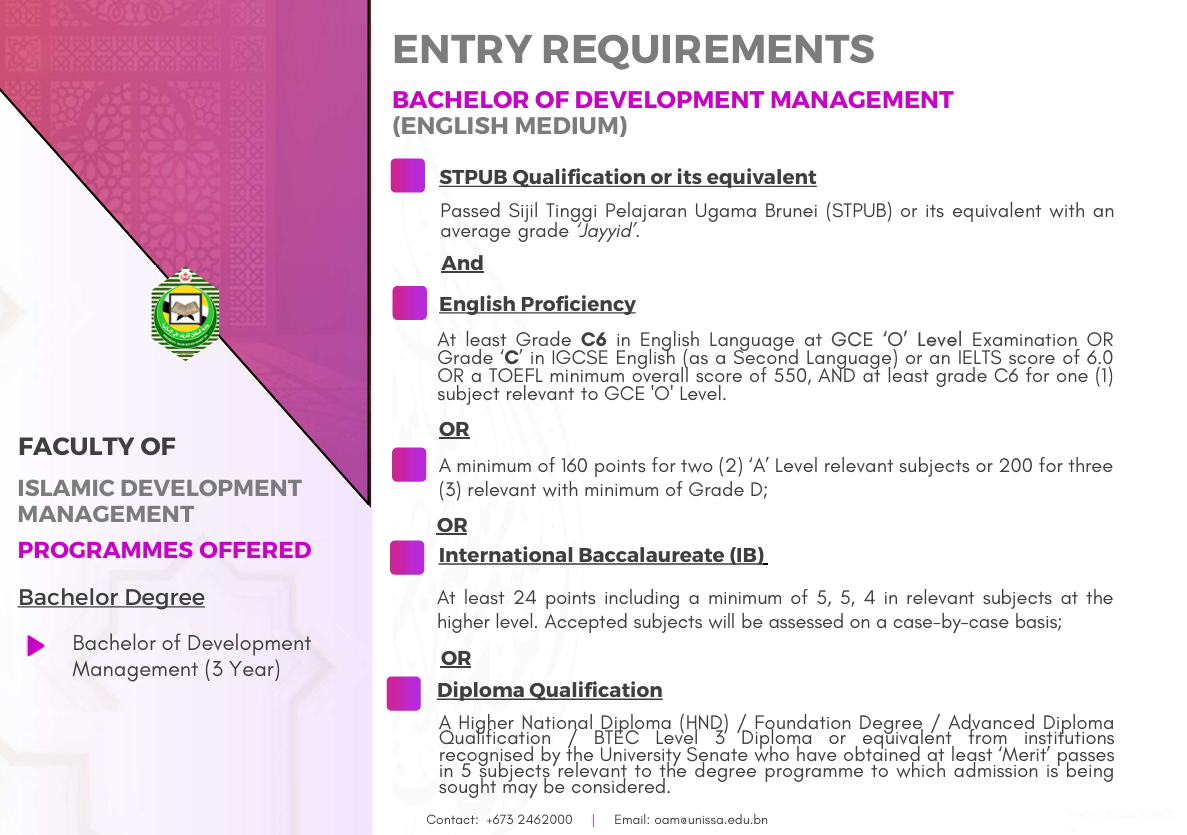 Entry Requirements - BADM