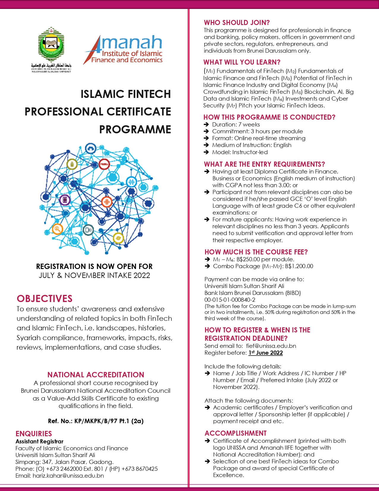 ISLAMIC FINTECH PROFESSIONAL CERTIFICATE PROGRAMME UNISSA